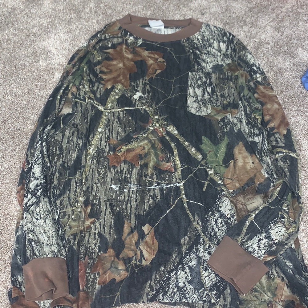 Long-sleeve camo shirt.